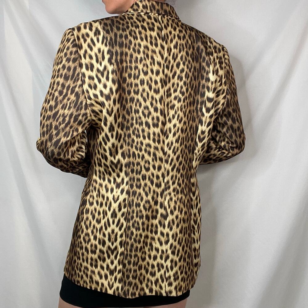SOLD Cache vintage leopard print blazer jacket Y2K 90s animal cheetah mob wife L - Picture 14 of 16
